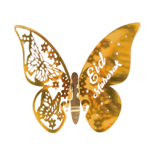 100 st 3D för fjäril Nummer Namn Papper Bordskort Vinglas Cup Kort Eid Mubarak Ramadan dekoration reflekterande guld