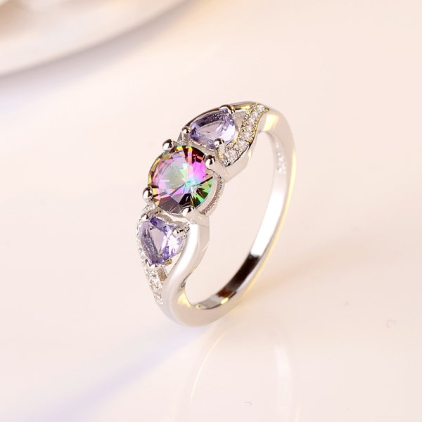 IC Farverige Hjerteformet Ring - Perfekt Val til Dame Ringe