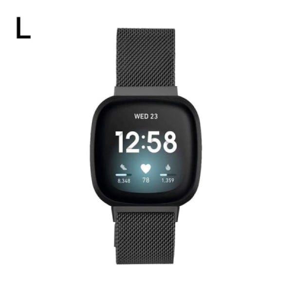IC Fitbit Versa 3 / Sense armbånd rustfrit stål Sort