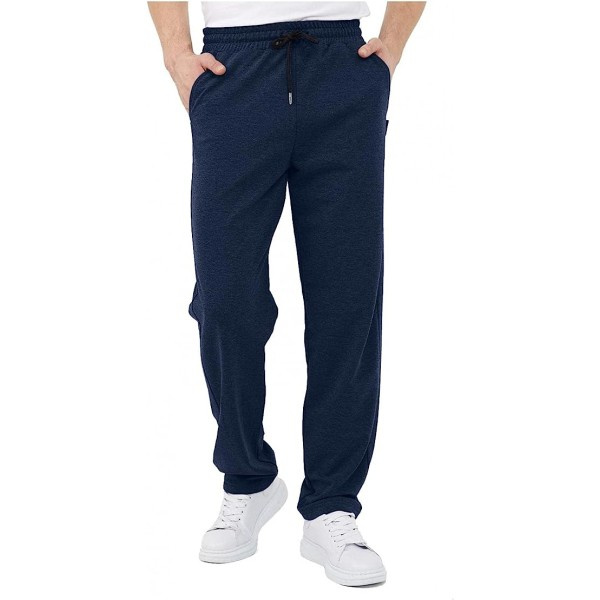 IC Träning Byxor för Män med Fickor, Casual Herrbyxor Plus Size Lös Elastisk Midja Dragsko Joggingbyxa