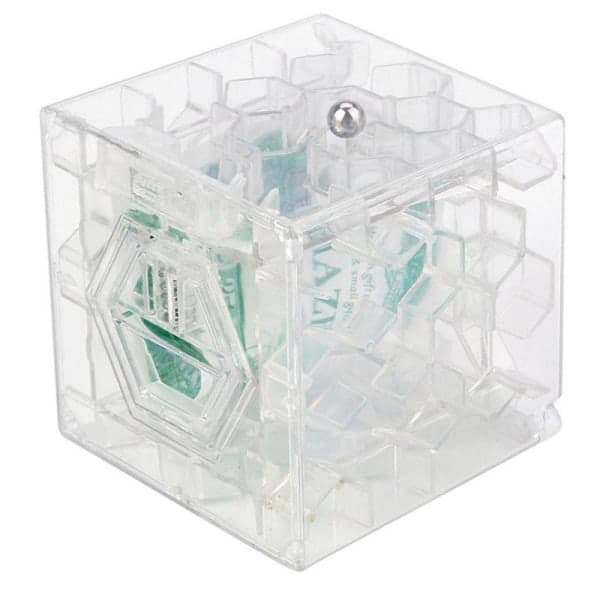 IC 3D Terning Puslespil Penge Labyrint Bank Opsparing Mønt Samling Case Random Farve 1Stk