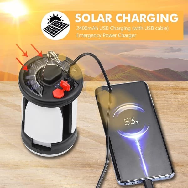 IC USB Oppladbart Sol Campinglys Foldbar LED Campinglys Bærbar Belysning Teltslys Camping Nødbelysning