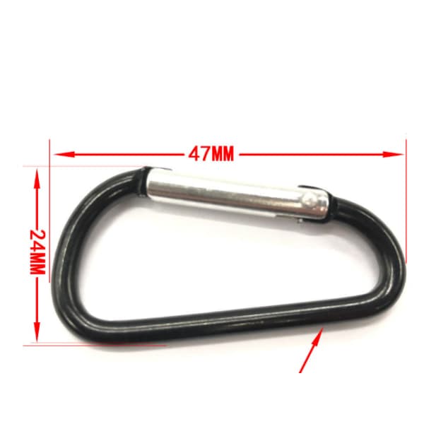 10 stk Sorte D-formede Aluminiumlegerings Snap Clip Nøglering Karabinhager IC