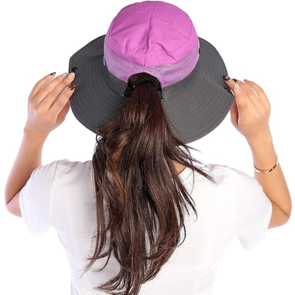 IC Solhattar Wide Rim Bucket Mesh Boonie Beach Fishing Hat UV-beskyttelse for kvinner