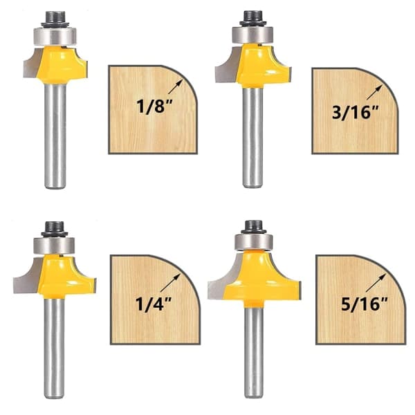 IC 1/4\" Kuttersett 4-delt Kuttersett Lagerguide for rund kant