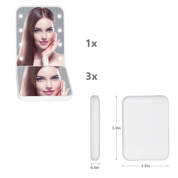 IC Förstoring LED Compact Travel Makeup Mirror