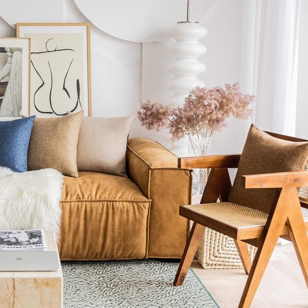 IC Pudebetræk, Blødt Linned Sengpude Sæt af 2, Dekorativt Brulap Cover til Senior Dame i Sofa Soveværelse, 24x24 tommer, Linned