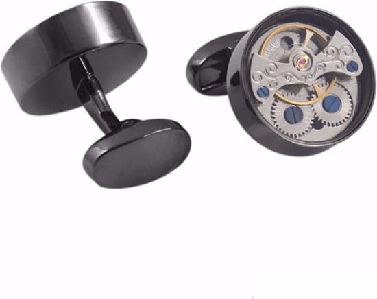 BUGOLINI Tourbillon Mekaniske Manchetknapper med Roterende Gear til Mænd, Runde Manchetknapper i Rustfrit Stål til Jakkesæt, Forretning, Bryllup, Gave