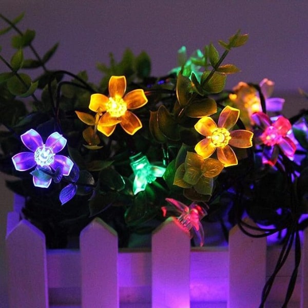 Solar String Flower Lights Utomhus vattentäta Lights Halloween Holiday Dekoration Belysning Farverig
