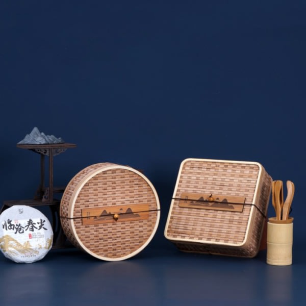 IC 1:a bambu vävt mönster tegelsten för Pu'er Tea tom sto Round