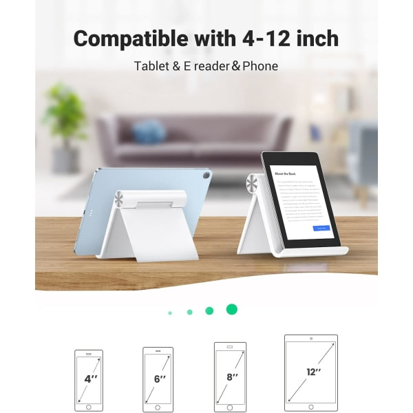 IG Tablet Holder Justerbar Bærbar Bordholder Dock White