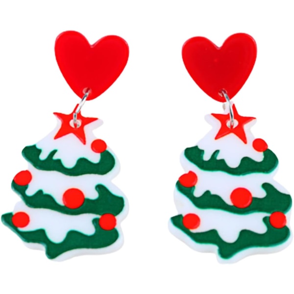 IC 1 par Dangle örhängen Christmas Bell Dress Up Kvinnor Kontrastfärg Tecknad Dangle örhängen för Xmas Stud Örhängen till jul