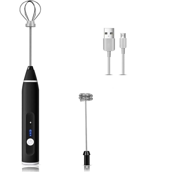 IC Elektrisk mælkeskummer, USB genopladelig mælkeskummer 2 i 1