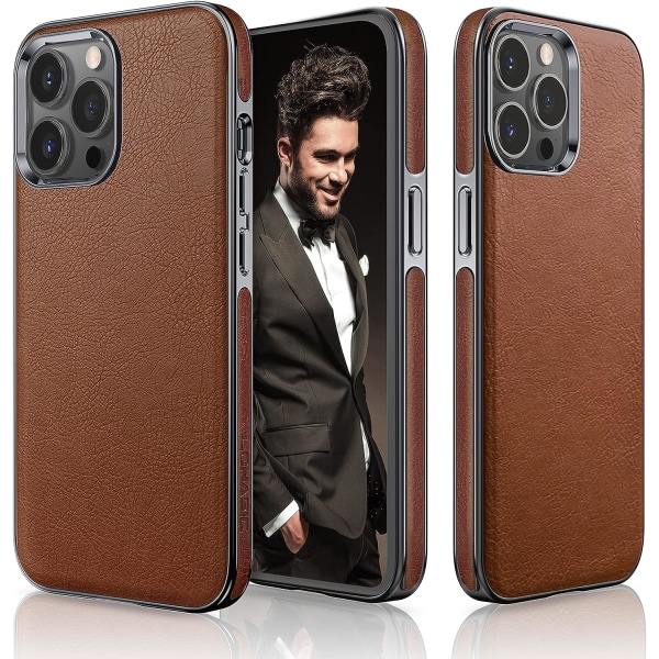 IC Designat för iPhone 13 Pro Max Skal, Premium Business Slim Classic Cover Mjukt Grepp - Brun