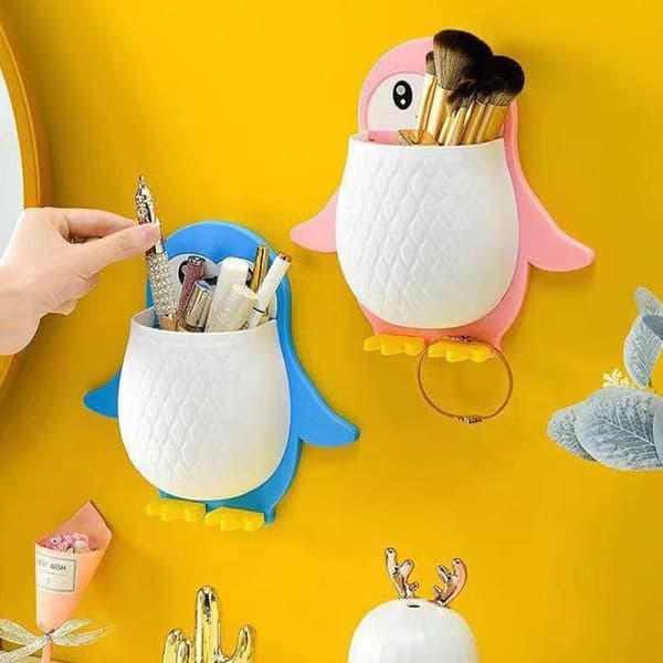 IC Penguin Opbevaringsstativ Makeup Opbevaringsboks Kollegieværelse Badeværelse Sort