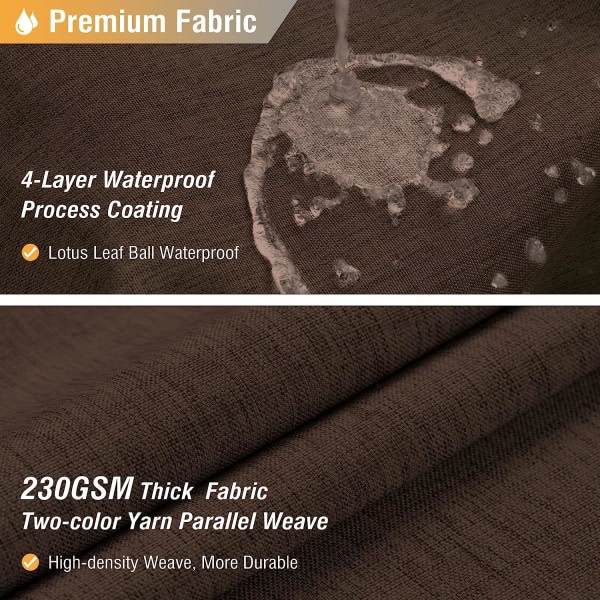 IC Brun duschdraperi - Duschdraperi i linne texturerat vattentätt set med 12 plastkrokar, tyg duschdraperier - W1.5m*H1.8m