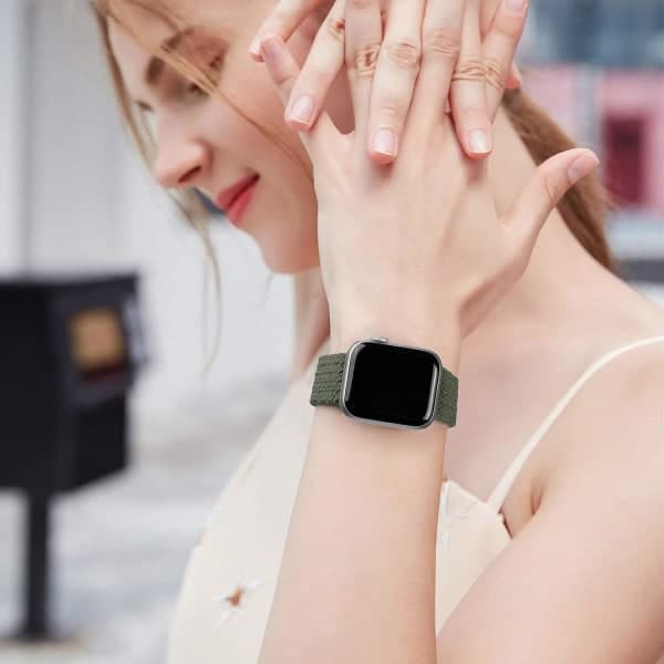 IC 2-pack flätade Solo Loop-sportband kompatibla med Apple Watch