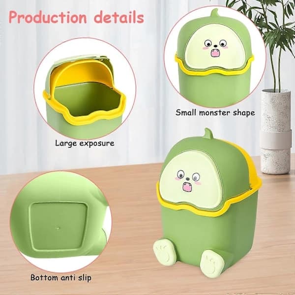 Small Desktop Trash Can with Lid Mini, Cute Desktop Trash Can, Portable Mini Desktop Trash Can with Lid