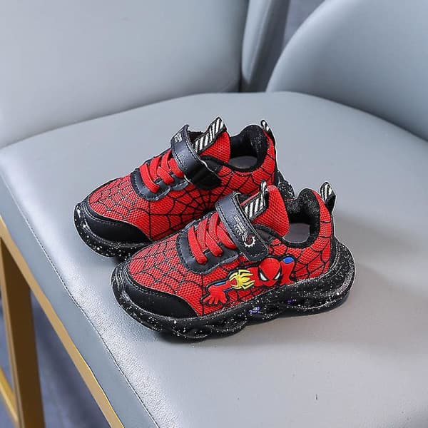 Spiderman Barnsko Nye Gutter Sneakers Med Lys Nye Barnsko Rød 26 IC