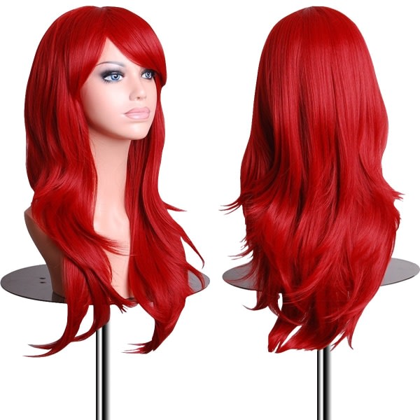 IC Peruk 28 tum (cirka 71,1 cm) vågigt lockigt hår cosplay peruk (röd)