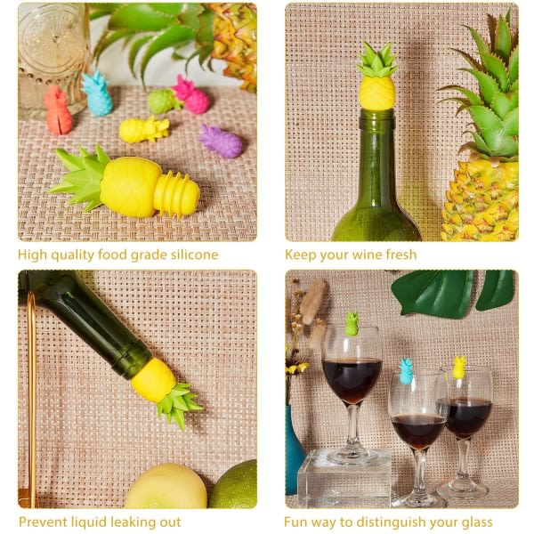 IC Ananas silikonflaskpropp Vinglasmarkörer, vinproppar Återanvändbara drikkeflaskproppar