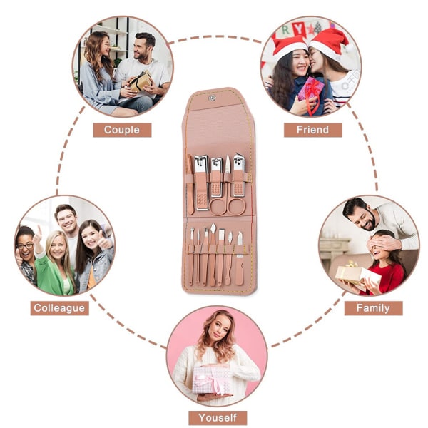 Manikyrset Nagelklippare Set 12 i 1 För tånagel fingernagel Rose gold
