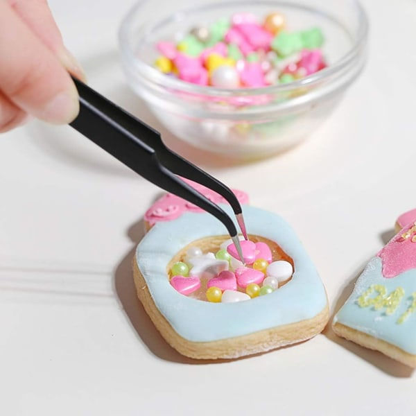 Dekorationspincett, 1 bit antistatisk armbåge pincett i rostfritt stål Form Sugarcraft Tool