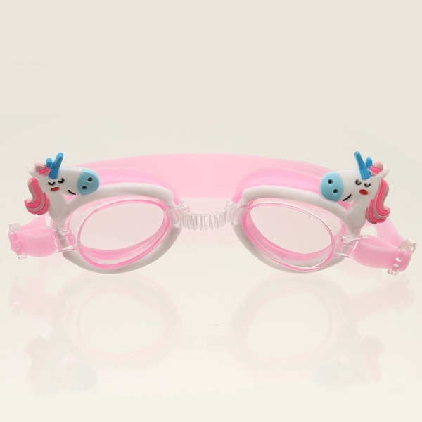 Svømmebriller for barn, vanntette og ultraklare, søte tegneserie svømmebriller for gutter og jenter Pink and White Unicorn