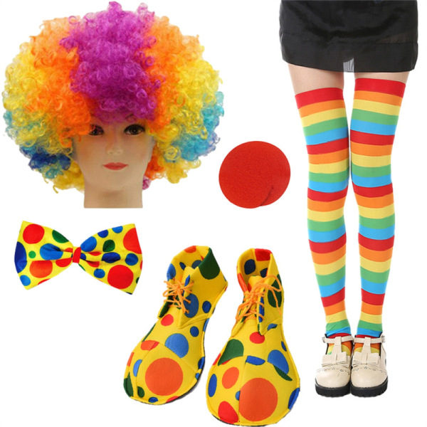 Set Clownväst Clownnäsa karnevaler Kostym Cosplay Halloweenfest Cirkusrekvisita Color#3