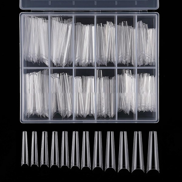 IC 120st Extra Långa C-Kurva Nageltips Lång Fyrkantig Fransk Falsk Transparent