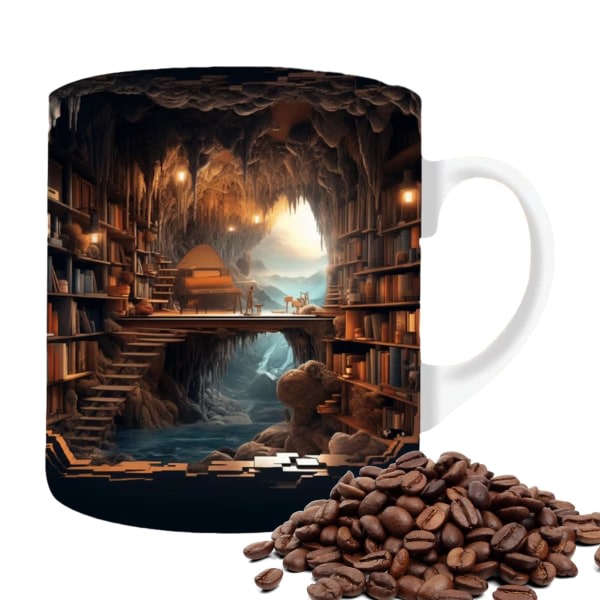 Bog Kaffe Kops Bogreol Kop 3D Bogreol Kop 3D Effekt Bøger Kopper Kreativ Keramisk Kaffe Kop Til Bogelskere Læsere Julegaver G