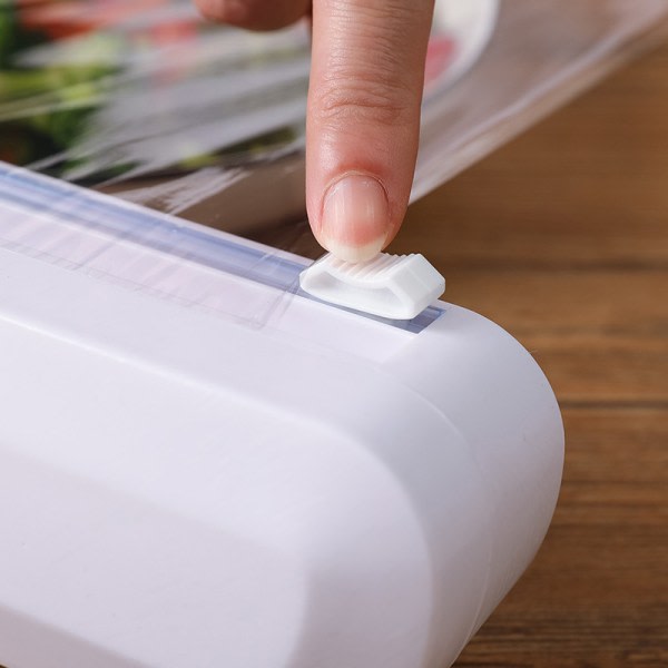Keittiökalvo Dispenser Liukuvalla Leikkurilla, Ruokakääre Leikkuri, Uusiokäyttöinen Muovikelmu Leikkuri Dispenser Kaksoisjoustava Solki Säädettävä Pituus