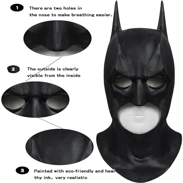IC Men Batman Mask Halloween Party Cosplay Kostym Prop Huvudbonader