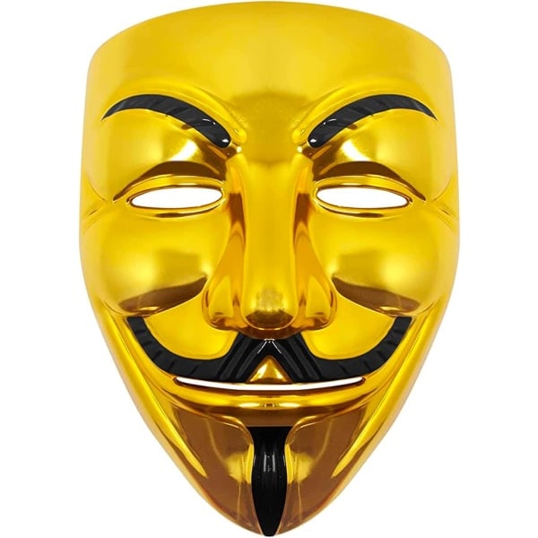 IC 3kpl Maskisarja – Aikuisten Halloween-asu kulta-, valko- ja mustana | Hacker-asu ystäville
