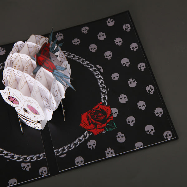 IC 3 Halloween Rose Skull Tredimensionel gratulationskort Dark Trend 3D Paper Carving Hollow Gratulationskort