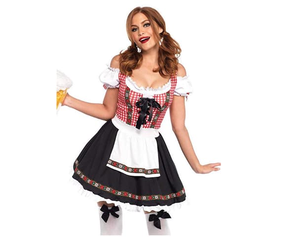 Oktoberfest-kjole til kvinder Red Grid S