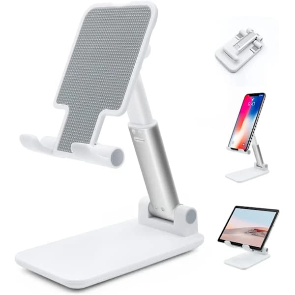 Justerbart skrivebordsstativ til telefon og tablet - Holdbart beslag i aluminiumslegering til iPhone og iPad
