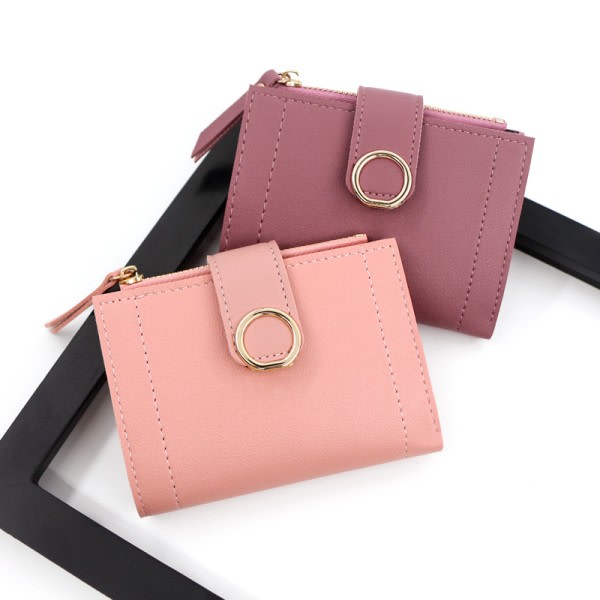 IC Kort plånbok med dragkedja för kvinnor - Rosa pink