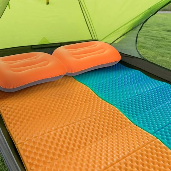 Oppblåsbare Campingputer Oransje 2-pakning Kompakte og Ultralette Strandputer for Reise, Fotturer og Fjellturer