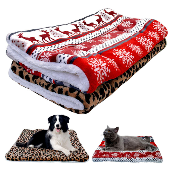 IC Pet Pad Katt Hundmadrass Mjuk varm filt, print