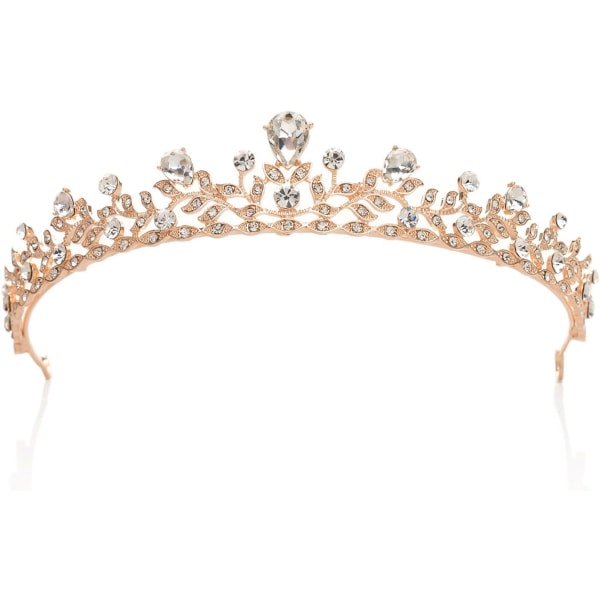 IC Sparkly Crystal Crown Princess Tiara Rhinestone Leaf Pageant