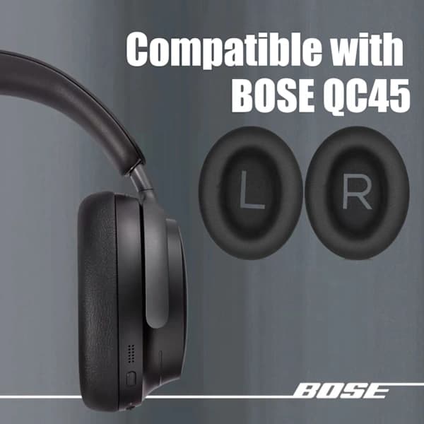 INF Ørepuder til Bose QC45 Hovedtelefoner Sort