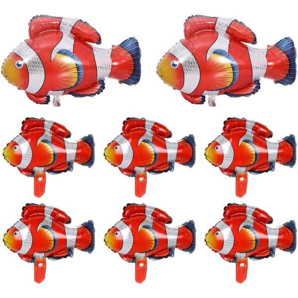 IC 8 st tropiska fiskballonger aluminiumfolie Havsdjursballonger för sommarstrand Tropiskt temafest Födelsedag Baby shower Bröllopsfestdekorationer