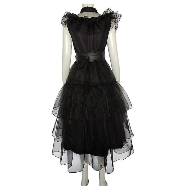 Onsdag Addams Cosplay Onsdag Danskjole Kostume Gotisk Peter Pan Cosplay 110cm