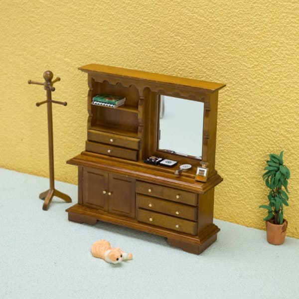IC 1. Dukkehus Miniature Møbel Kommode Moderne Stil Træ Bo