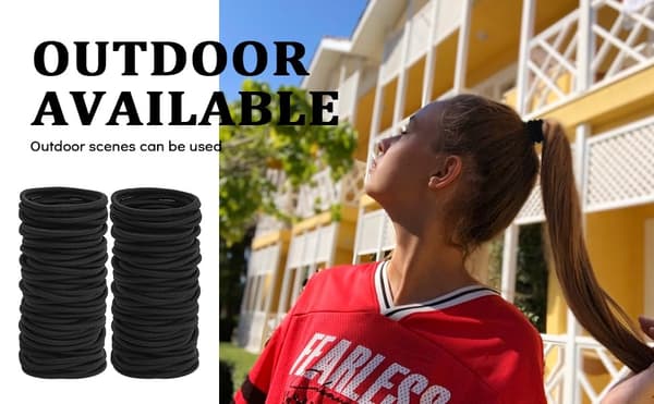 100 pak hårelastikker, metalfri elastiske hestehaleholdere til medium til tykt hår, træning, sport, sort 4 mm 2 tommer