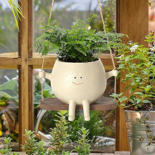 Swing Face Planter Pots, Søde Væghængte Resin Blomsterhoved Planter Til Indendørs & Udendørs, Succule