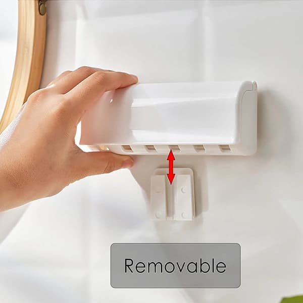 Wall Mounted Toothbrush Holder with 6 Slots and Self-Adhesive