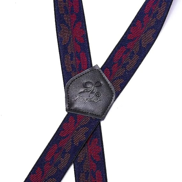Herre Suspenders Sterke Metallklemmer 4 X Rygg Holdbare Elastiske Justerbare Suspenders Heavy Duty Herre Suspenders (Vinrød Butterfly)