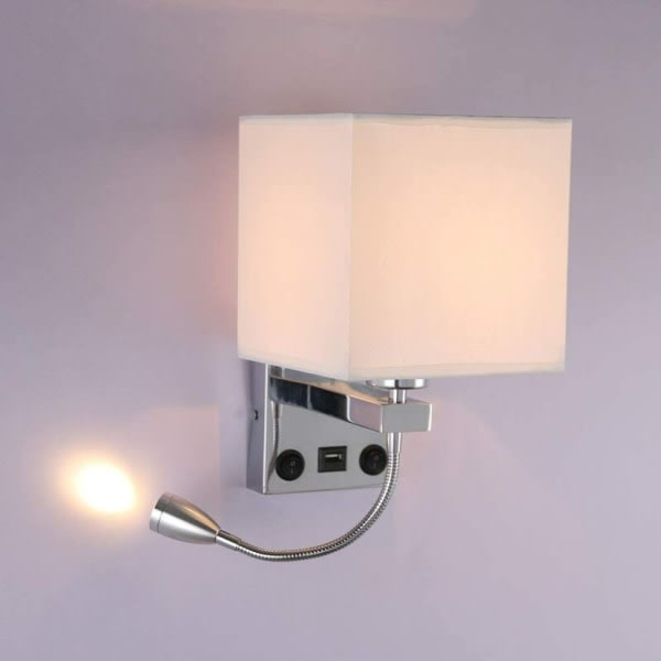 IC Sängvägglampa, flexibel USB LED-vägglampa Läslampa Sovrumssvängarmsstativ E27 väggnattlampa (glödlampa ingår ej) (1:a med USB port)